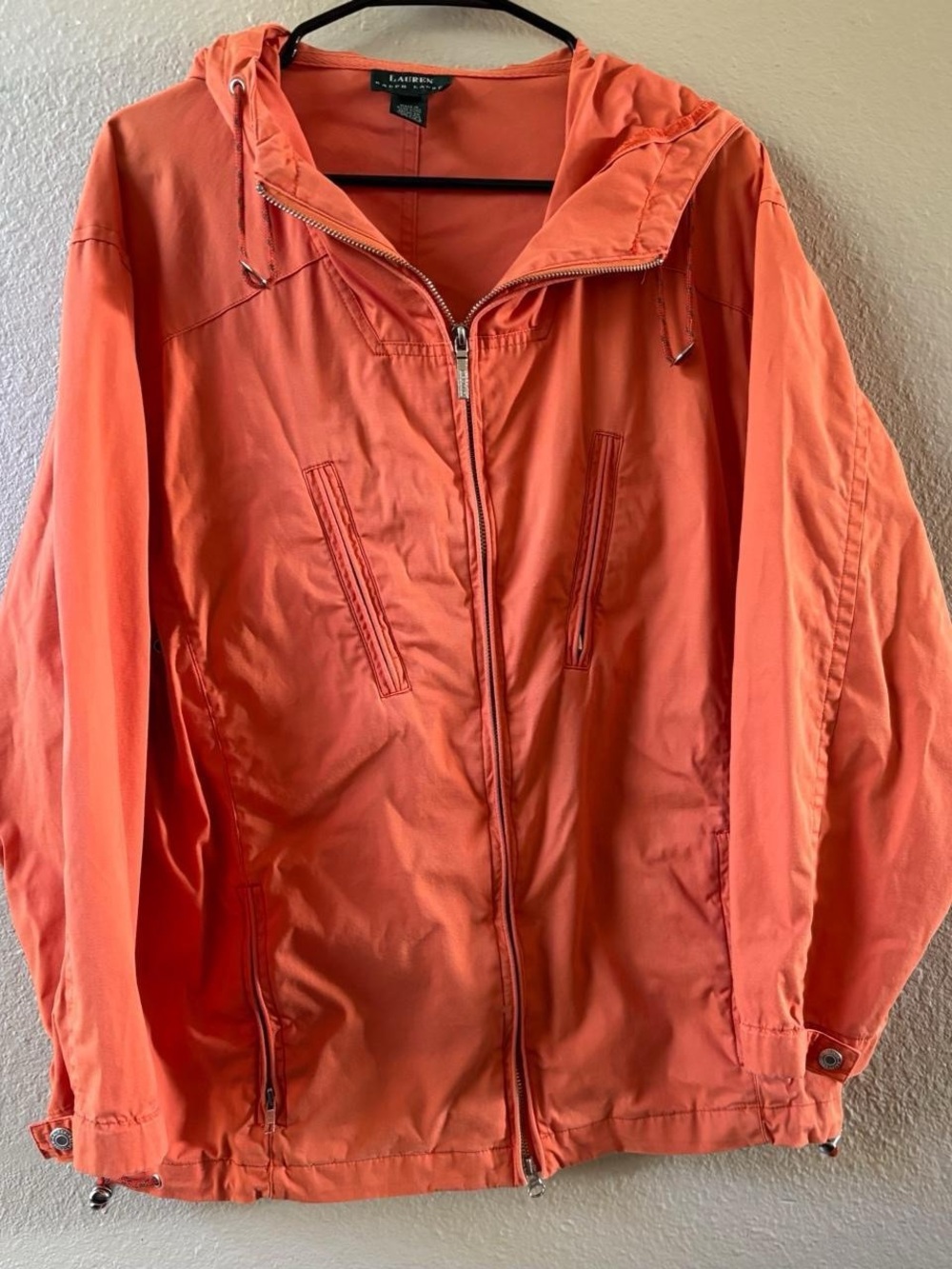 Vintage Ralph Lauren orange jacket with hood. Size S